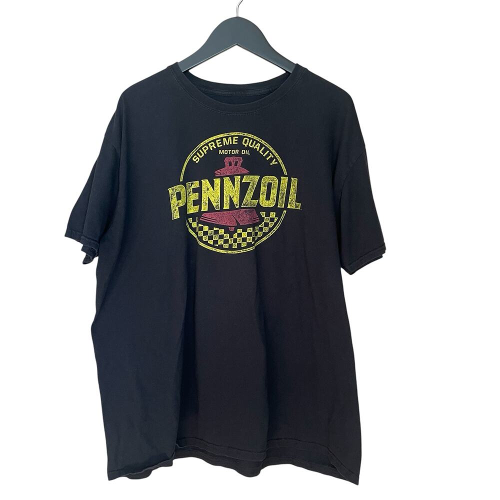 Tee Luv Mens Pennzoil T-Shirt Size 2XL Black Short Sleeve Casual Graphic Tee